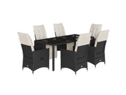 Maison Exclusive - Juego de comedor de jardín de 7 piezas con cojines de mimbre, negro