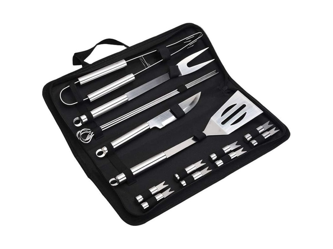 Juego De Utensilios Para Barbacoa, 16 Piezas, Accesorios De Acero Inoxidable Para Camping Y Uso Al Aire Libre.
