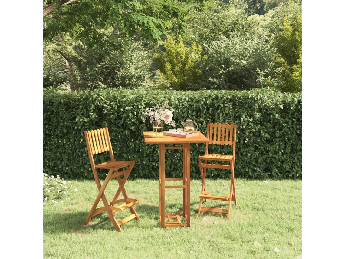 3 Piezas Conjunto De Bar Para Exterior Madeira De Acácia Maciça Dkd Home Decor