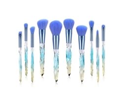 Set Profesional De 10 Brochas De Maquillaje En 1 Con Estuche Holográfico (azul)