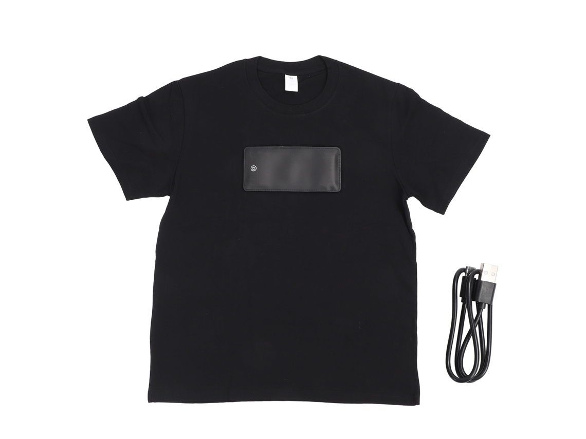 Camiseta Led Bluetooth Programável Com Tela Rgb Multilíngue Modos De Rolagem Para Festa Bar Preta Xxl