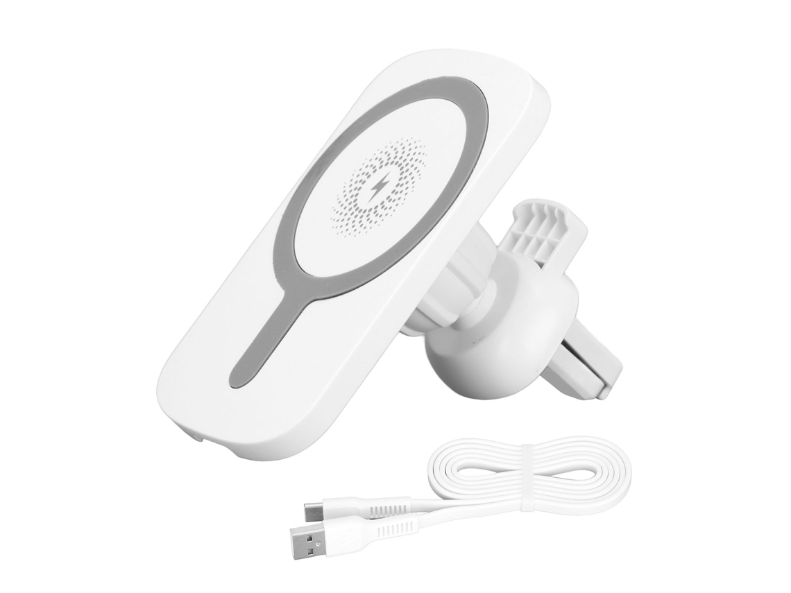 Cargador Inalámbrico Magnético 15w Para Coches, Soporte De Aire Para Iphone, Cargador Duradero Blanco