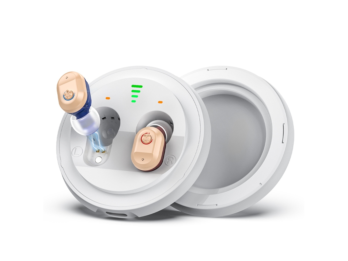 Audífono mini recargable intraauricular para personas mayores invisibles, amplificador de sonido CIS, rojo y azul NICECEE