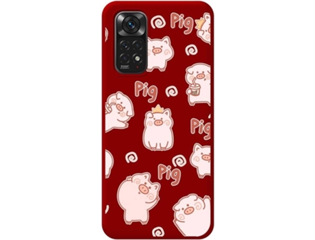 Carcasa Xiaomi Redmi Note 11 TUMUNDOSMARTPHONE Silicona Líquida Dibujos Cerdos Rojo