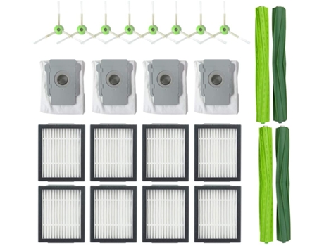 Kit de piezas de repuesto para aspiradora Irobot Roomba I7 I7 Plus, 2 juegos de cepillos de goma multisuperficie y 8 filtros Hepa de alta eficiencia
