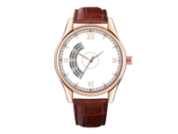 Reloj De Pulsera Analógico Informal De Cuero Para Hombre Con Esfera Redonda, Cuarzo, Blanco/marrón
