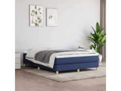 Cama Box Spring Con Colchón Tela Azul 140x190 Cm