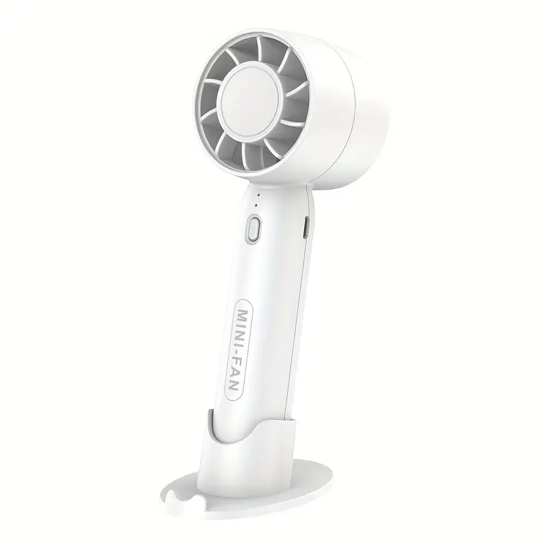 Mini ventilador portátil, carga USB, 3 velocidades ajustables, con base Eifson (blanco)