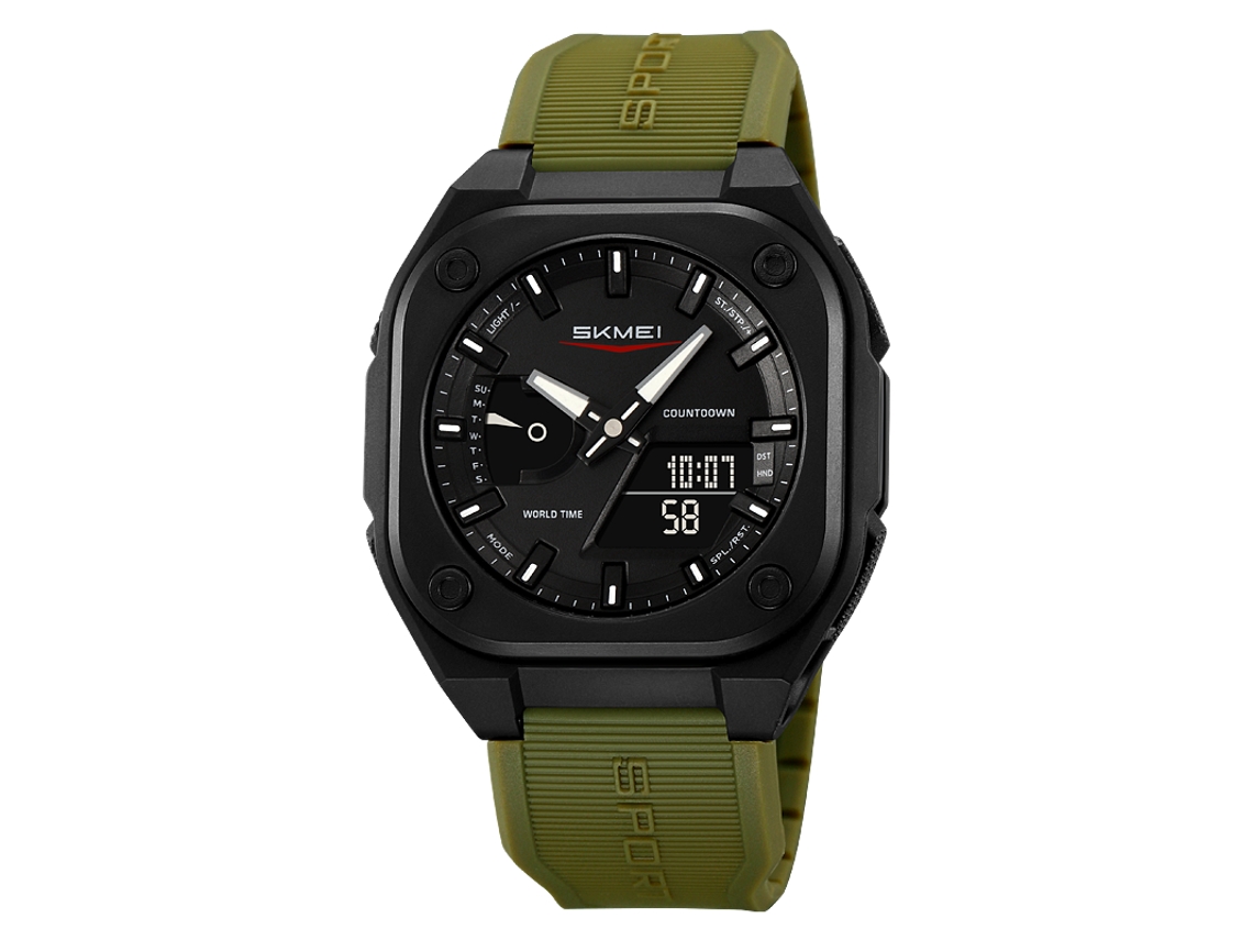 Elegante reloj de pulsera electrónico con temporizador de cuenta regresiva analógico/digital, resistente al agua y con luz de fondo.