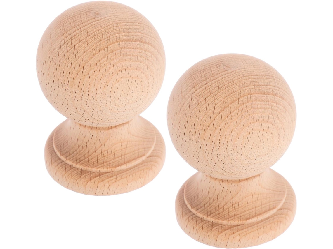 Tapas Esféricas De Madera Inoomp Para Postes, 2 Piezas, 6 Cm De Diámetro, Madera Maciza, Sin Pintar, Para Decoración De