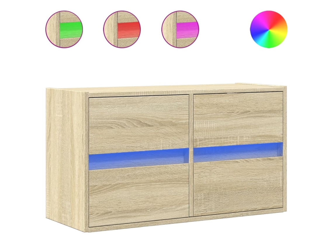 Maison Exclusive - Mueble De Tv De Pared Con Luces Led Roble Sonoma 80x31x45 Cm