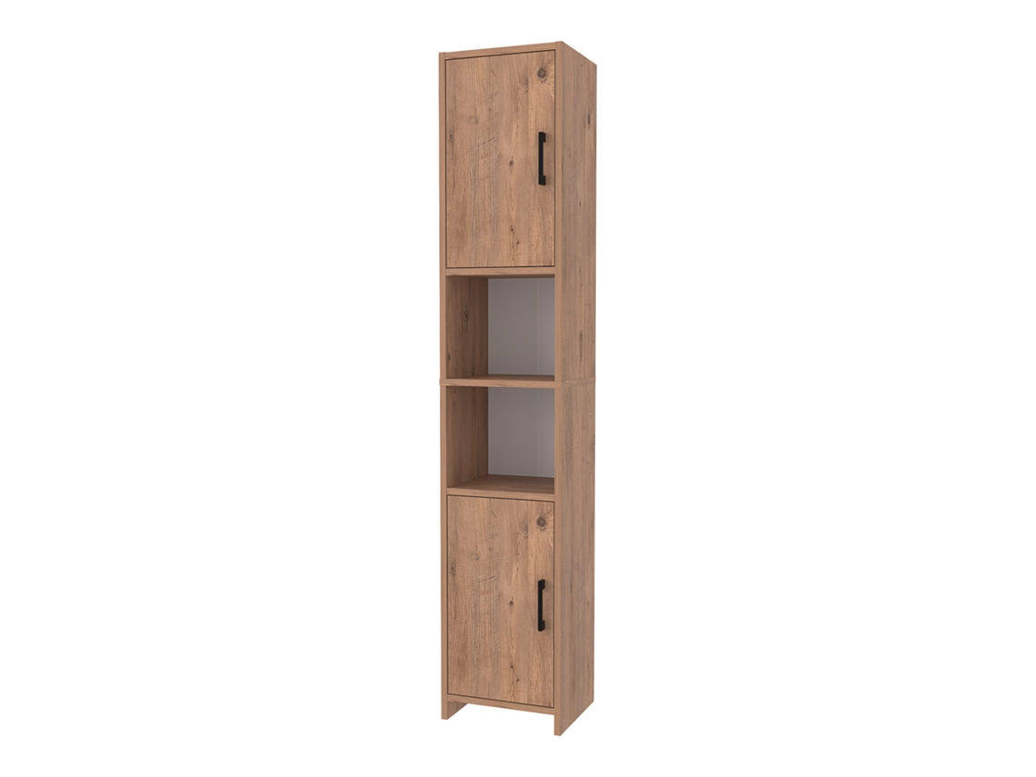Mueble de baño alto Rautrina con 2 puertas 180x35x30 cm Roble [EN.CASA]