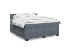 Cama Box Spring Con Colchón Terciopelo Gris Oscuro 200x200 Cm