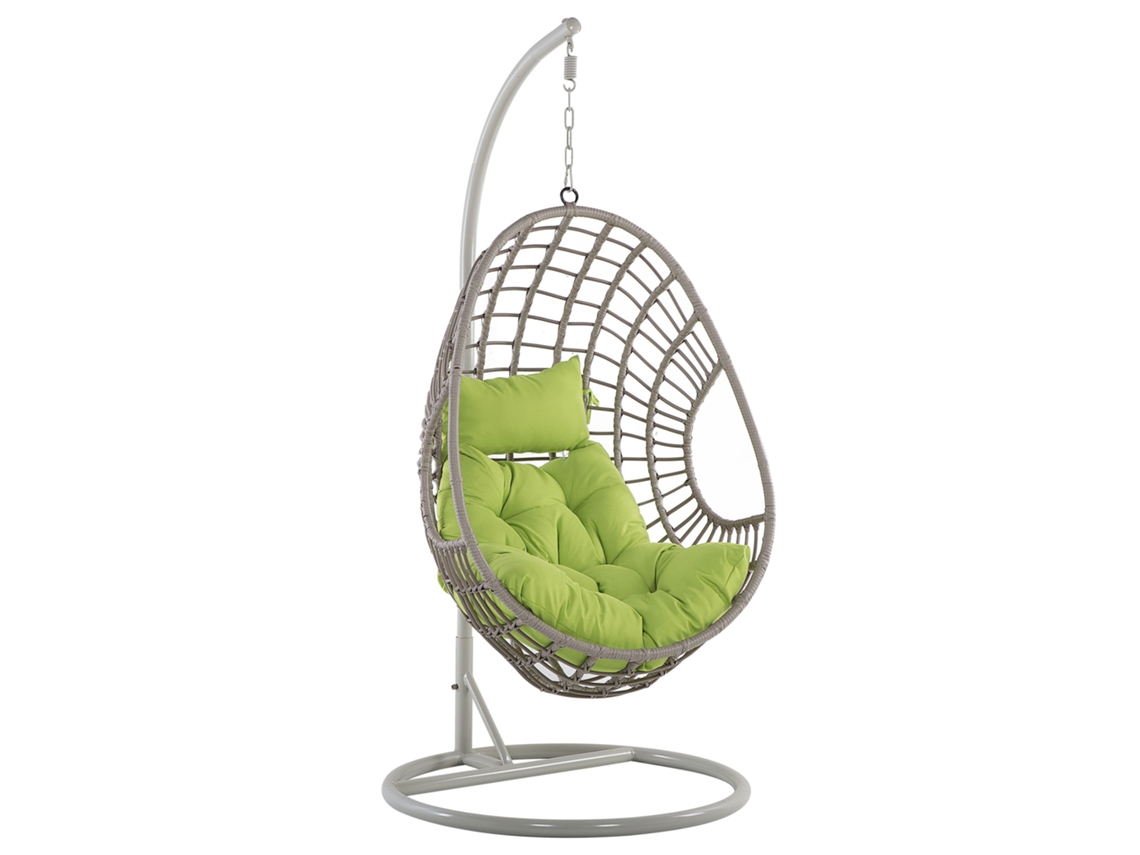 Silla colgante con soporte BELIANI Arpino de Ratán sintético Natural 96x96x200