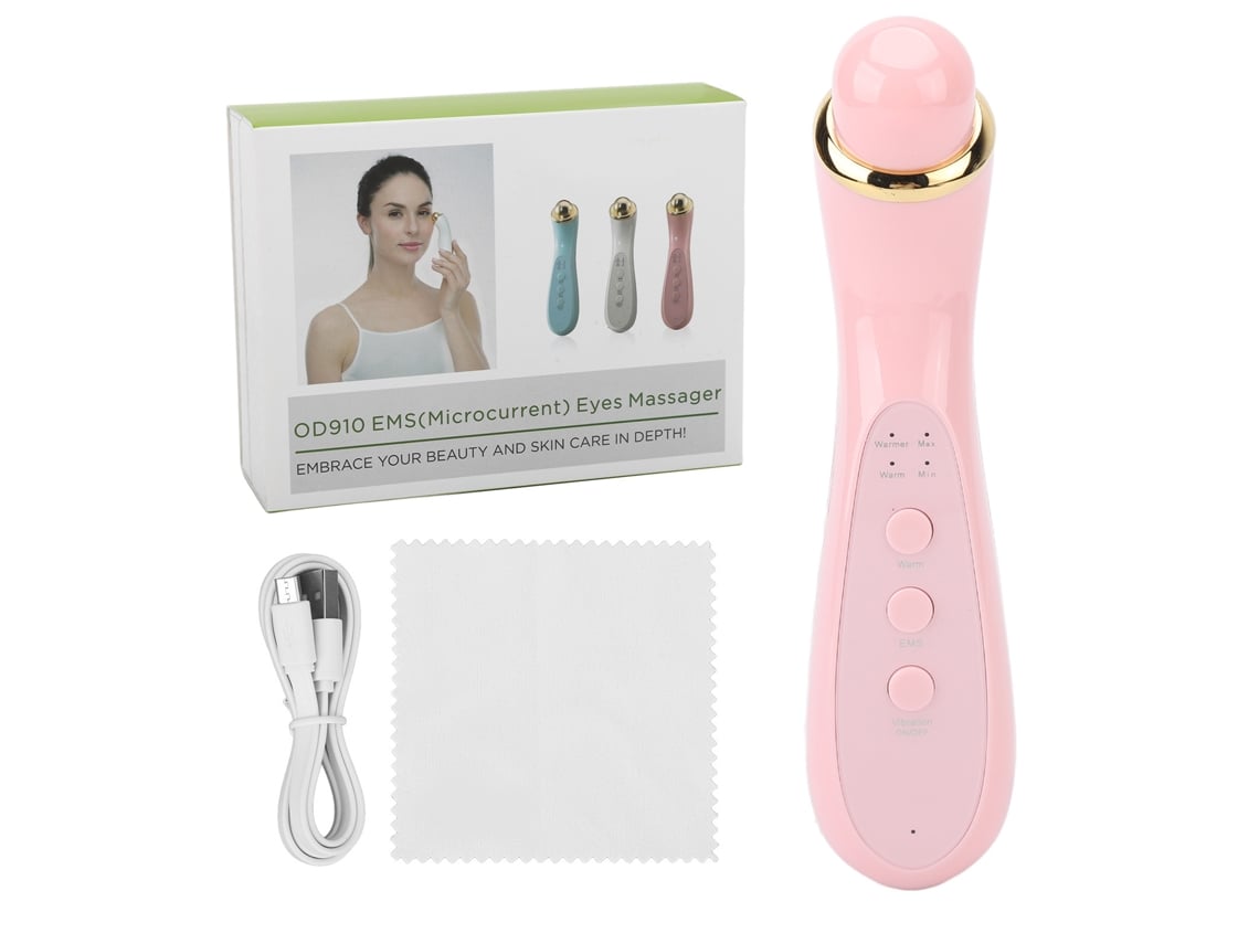 Massageador De Olhos Ems Com Vibração E Compressão Quente Em Rosa