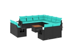 Maison Exclusive - Conjunto De Sofá De Jardín De 12 Piezas Con Cojines, De Poliratán Negro