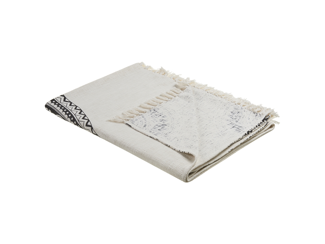 Manta Decorativa de BELIANI en Crema Y Crema Negra 130X180 Cm Berhampore