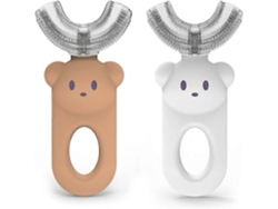 Cepillo de dientes infantil en forma de U, 2 unidades, forma de U con rotación de 360°, silicona líquida infantil GOKOCO