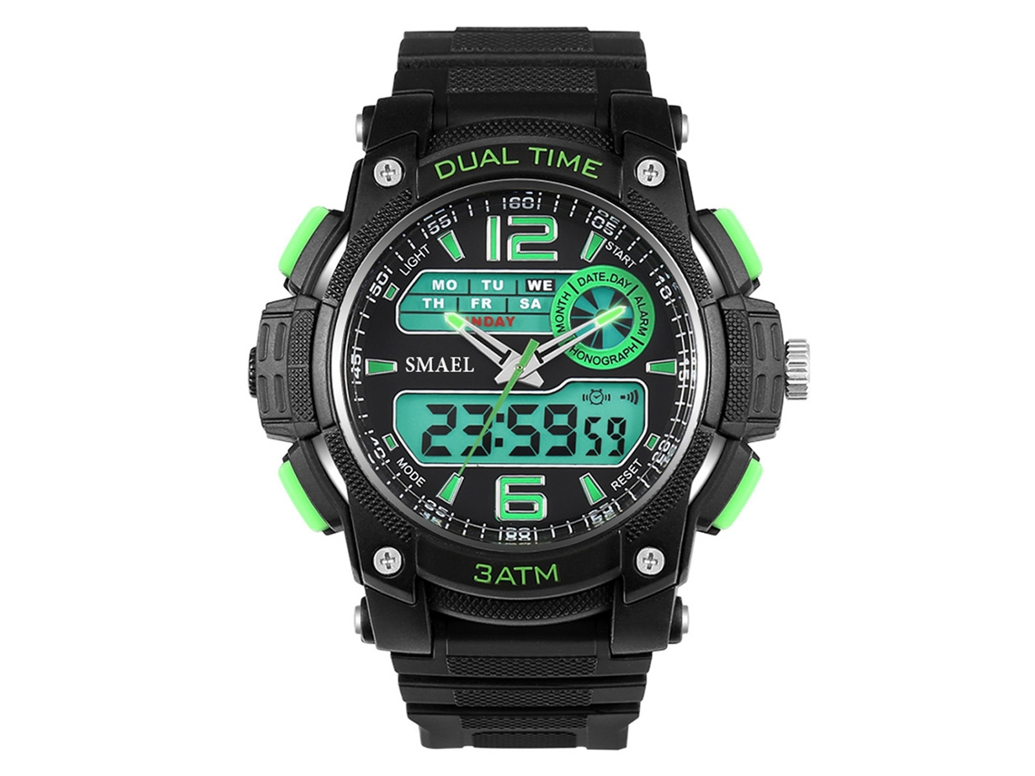 Reloj Deportivo Multifuncional Redondo Con Pantalla Digital Electrónica Para Hombres Verde