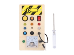 Rebe-juguete Educativo Madera Led Para Niños Con Llave Cierre Y Cable, Tablero De Actividades De Motricidad Para 36 Meses Y Más, Amperímetro Largo