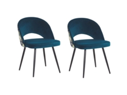 Conjunto de 2 cadeiras modernas BELIANI Vivian de Veludo Azul 52x56x77