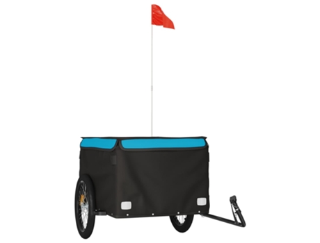 Remolque de carga VIDA XL para bicicleta hierro negro y azul (45 kg)