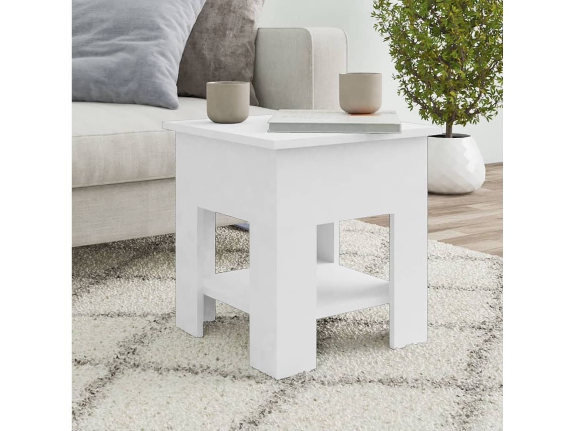 Mesa De Centro Blanco Madera Contrachapada 40x40x42 Cm