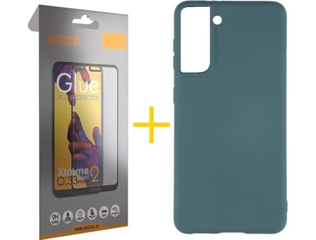 Kit Funda + Protector de Pantalla Samsung Galaxy S21 + Plus ACCETEL Full (Verde)