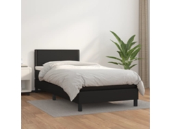 Cama Box Spring Con Colchón Cuero Sintético Negro 90x190 Cm