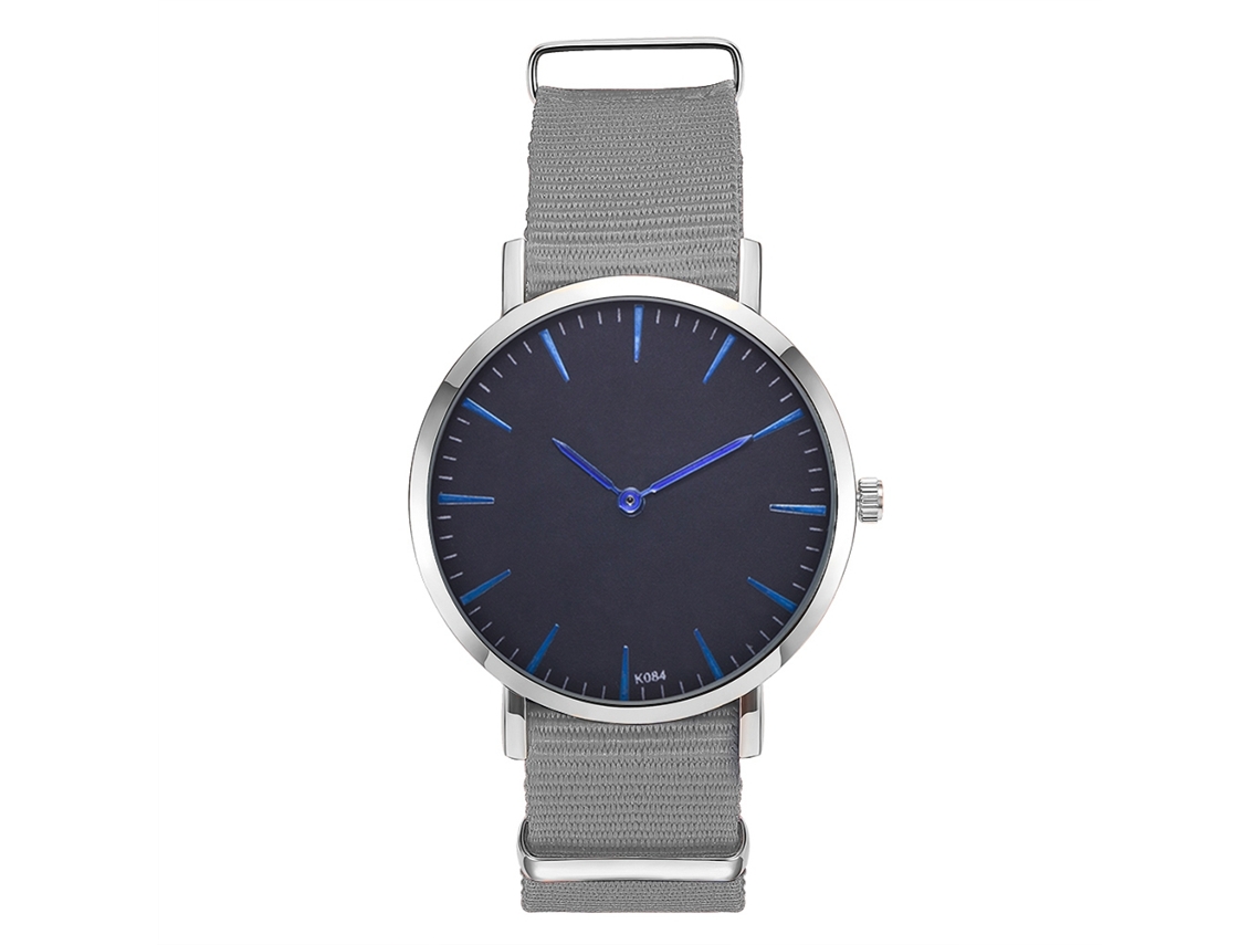 Reloj De Pulsera Hombre Moda Casual Cuero Gris De Nylon Con Cuarzo