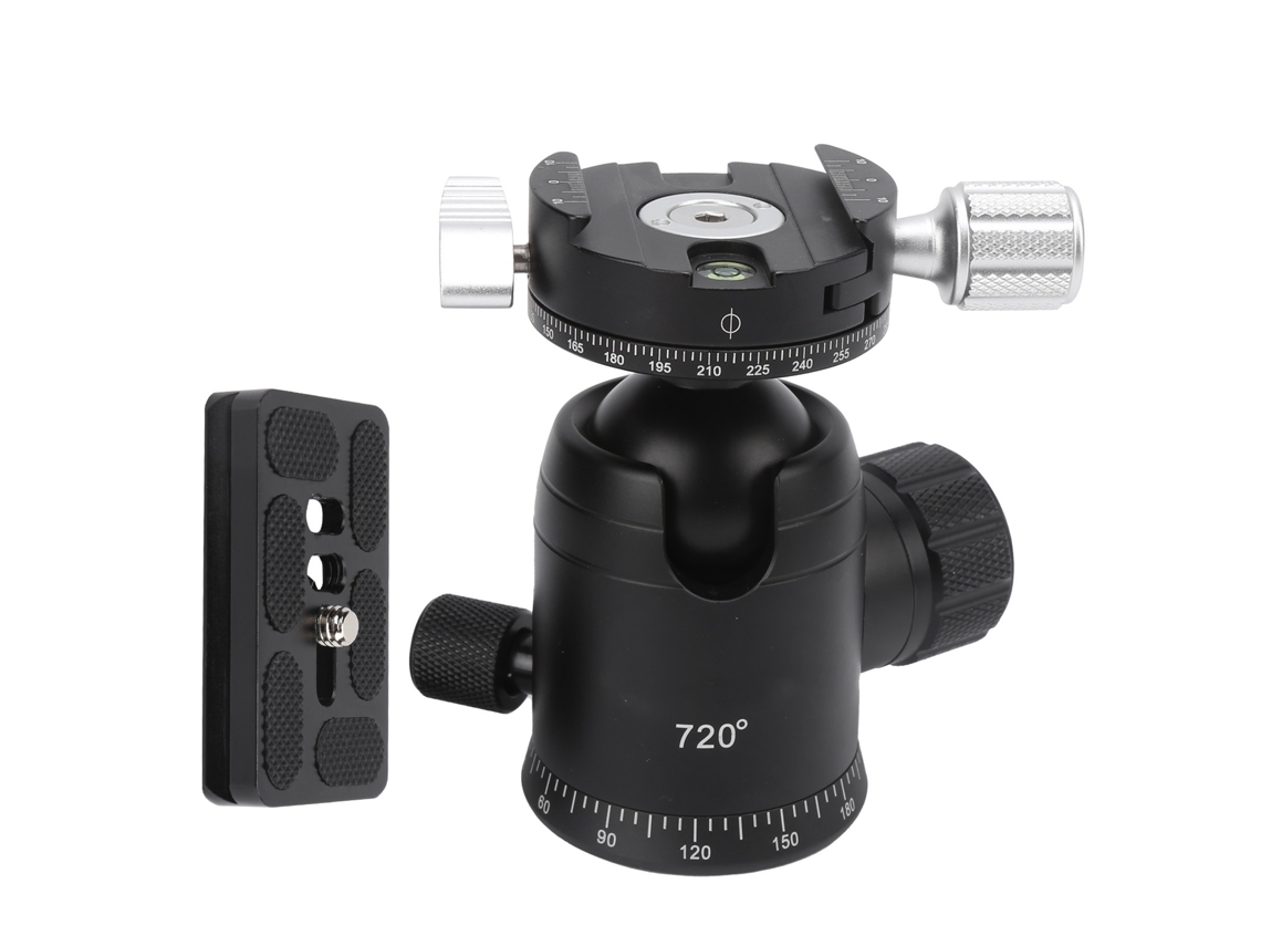 Cabezal de bola de 720° para cámara réflex, trípode y videógrafo, panorámico