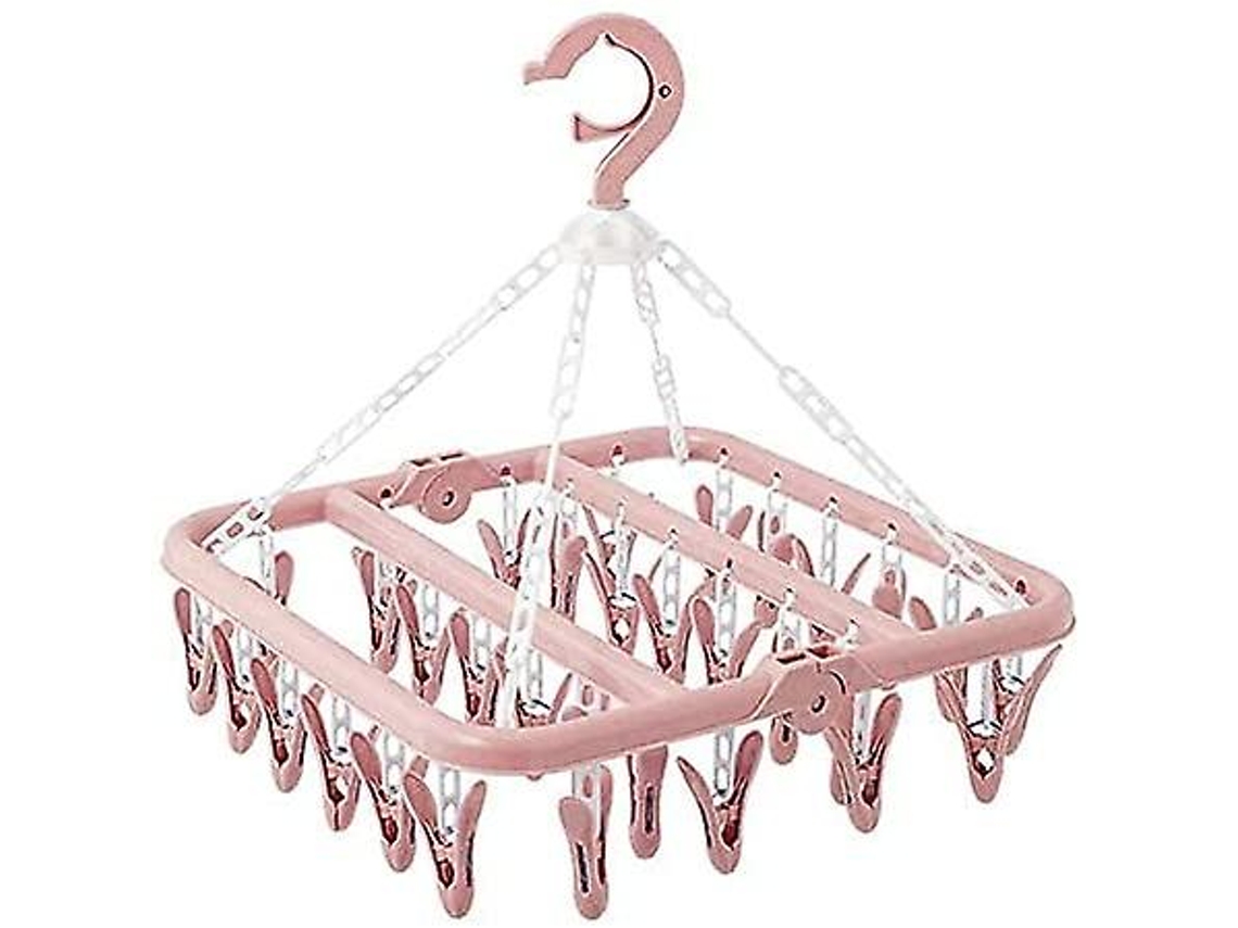 Percha para ropa interior de 2 piezas con 32 clips, percha plegable para ropa, pinza antiviento.