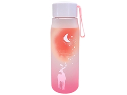 Botella De Agua Portátil Con Cordón, Rosa Mate, Estampado Bonito, A Prueba De Fugas, 580 Ml, Para Bebidas Y Té.