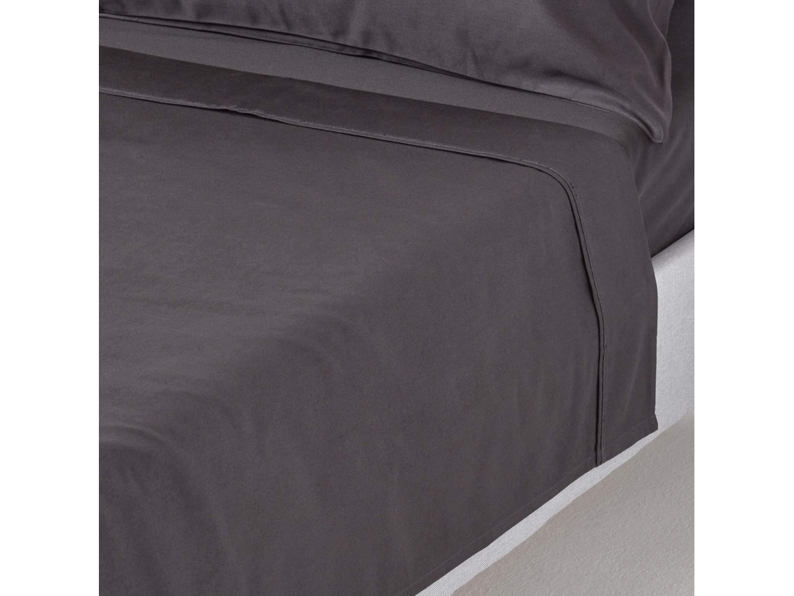 Homescapes Dark Charcoal Grey Egyptian Cotton Flat Sheet 1000 Thread Count, Double