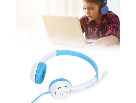 HURRISE Auriculares para niños Dt326 Auriculares para niños 85Db Volumen 3 Jack de 5 mm Cable con Cable Videocassette Azul Blanco Azul