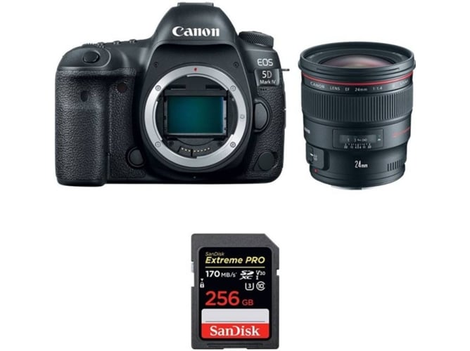 Kit Cámara Reflex CANON EOS 5D Mark IV + EF 24mm f/1.4L II USM + SanDisk 256 GB (Full-Frame)