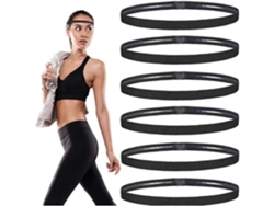 (negro) Paquete De 6 Diademas De Silicona Antideslizantes Para Fitness, Unisex, Ligeras, Transpirables, Elásticas Y Cómodas.