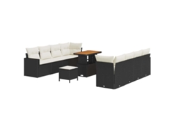 Maison Exclusive - Conjunto De Sofás De Jardín Con Cojín 12 Pcs Negro Y Crema