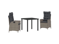 Conjunto De Comedor De Jardín 3 Uds | Mueble De Jardín Gris Ratán Sintético