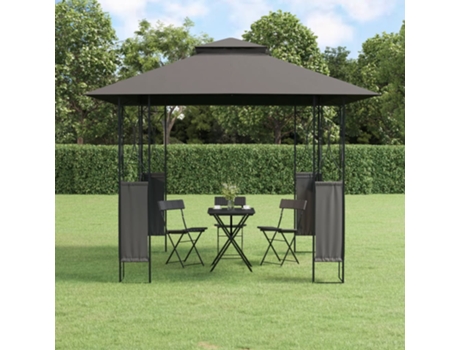 Cenador con tejado acero gris antracita 300x300x270 cm VIDAXL