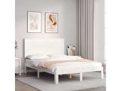 Estructura De Cama Sin Colchón Madera De Pino Blanca 140x200 Cm