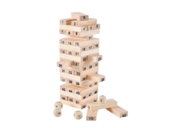 -juego De Apilar Bloques De Madera 54 Piezas Con 4 Dados, Torre De Madera Para Aprender Números Y Pensamiento Lógico