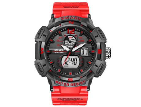Smartwatch Hombre Smael Moda 50M Impermeable Cuarzo rojo Muñeca digital Multifuncional Puntero luminoso