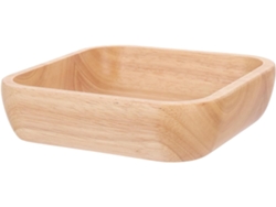 Bol Cuadrado De Madera De Hevea De 18x18x4,5 Cm, Bol Multifuncional Para Ensaladas Y Frutas.