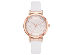 Reloj De Pulsera Informal Para Mujer Disu Con Correa De Piel Sintética Y Movimiento De Cuarzo Blanco.