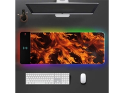 Alfombrilla Para Ratón Gaming Con Luz Led Rgb, Carga Inalámbrica De 15 W, Alfombrilla De Escritorio De 800x300x3 Mm Con 17 Modos De Iluminación Digitallab