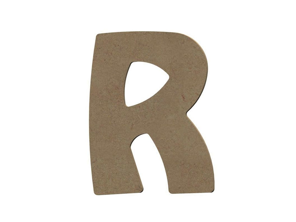 Letra R mayúscula de madera MDF para decoración - 8 cm