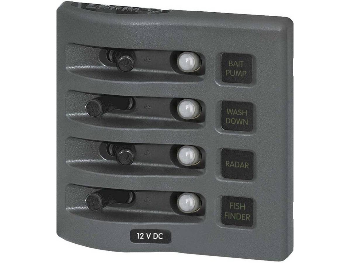 Interruptor BLUE SEA Weatherdeck Panel Circuit Breaker 4 Position Gris