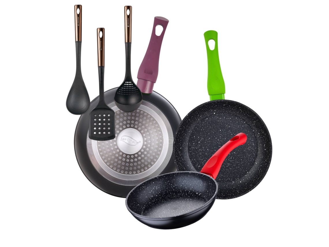 Juego de 3 sartenes Bergner Jolie Ø18ø22ø26cm con utensilios de cocina
