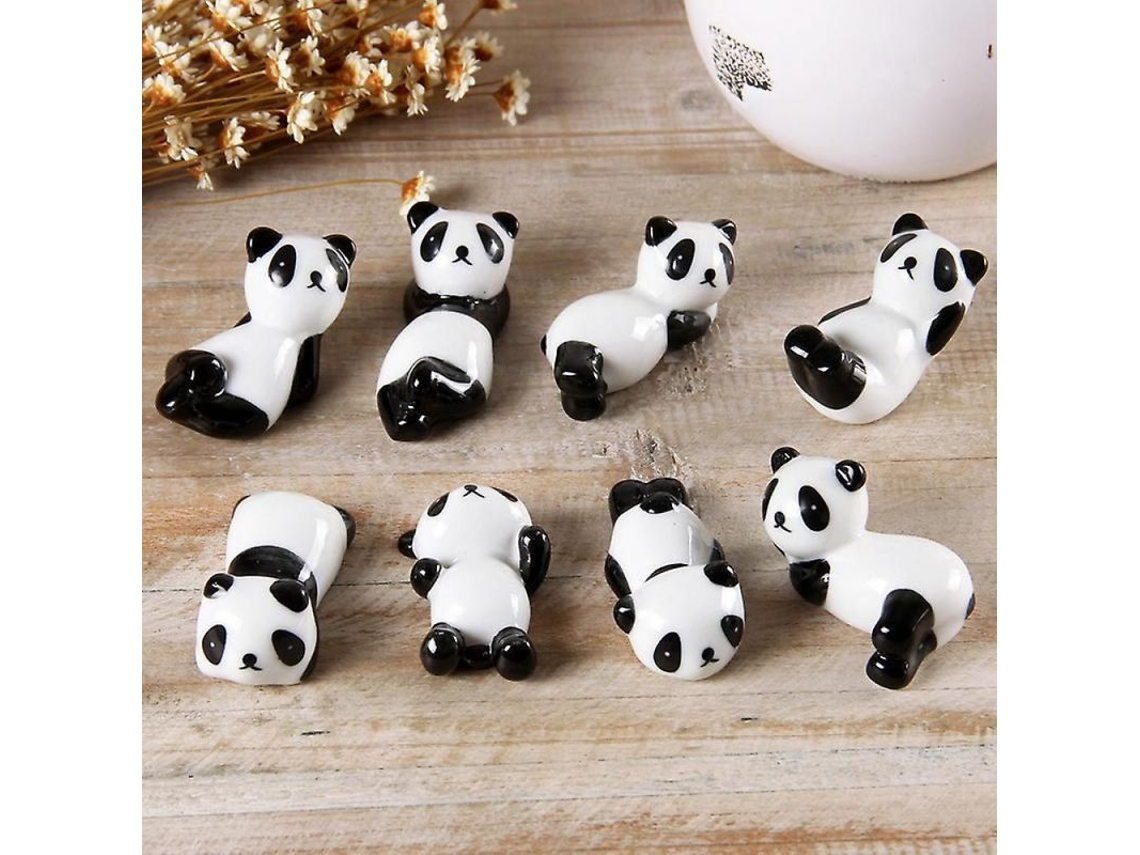 2026da-8 Piezas Soporte De Palillos Panda Cerámica Bonito Anti-deslizamiento Para Palillos Cuchara Tenedor Cuchillo